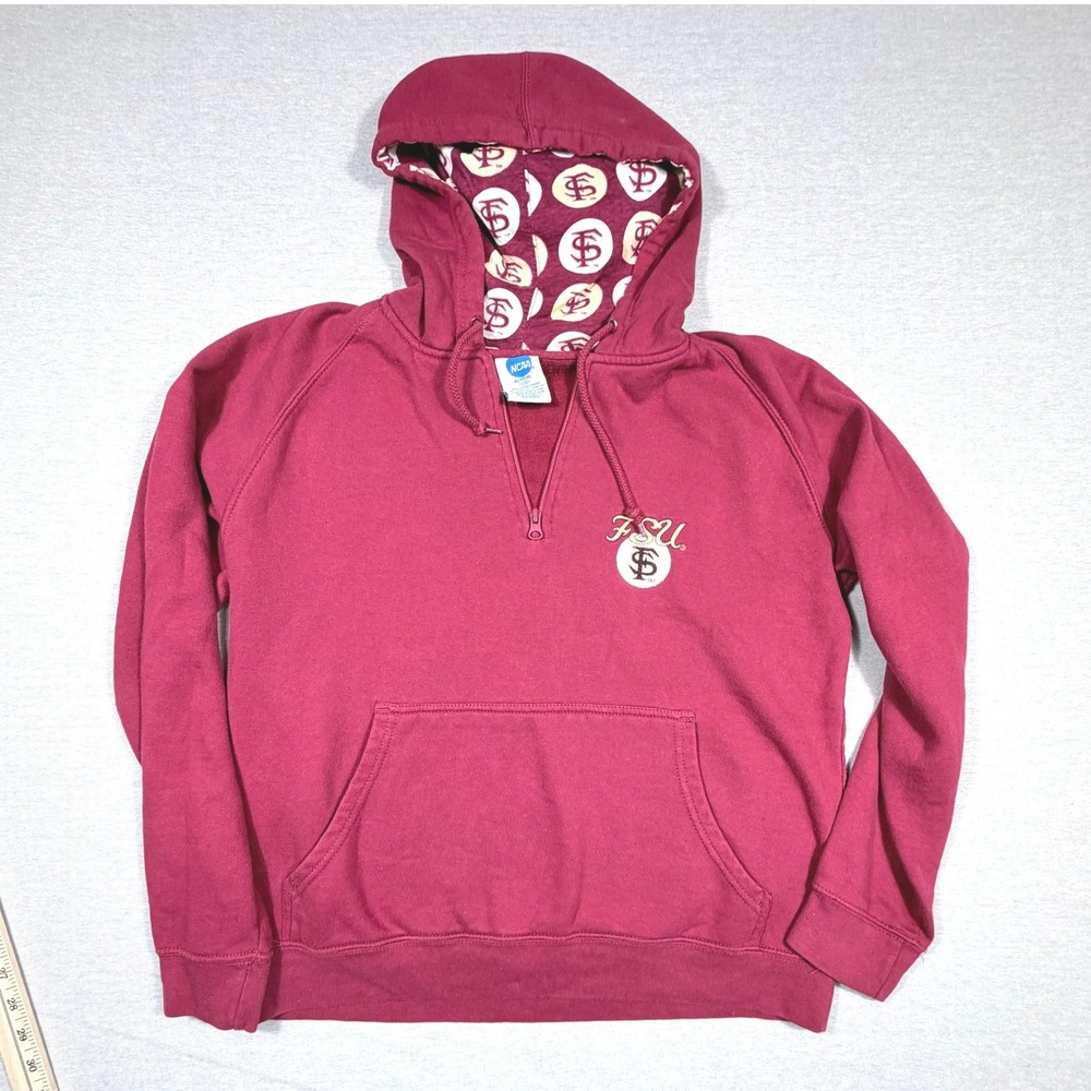 NCAA FSU VTG Florida State Seminoles KA Inc 1/4 Zip Logo Lined Hoodie Maroon L